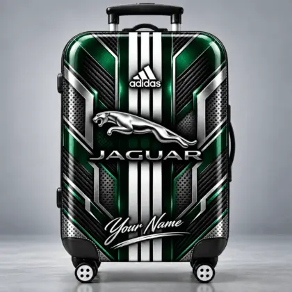 Jaguar | Futuristic Carbon Fiber Racing Stripe Personalized Protective Luggage Cover