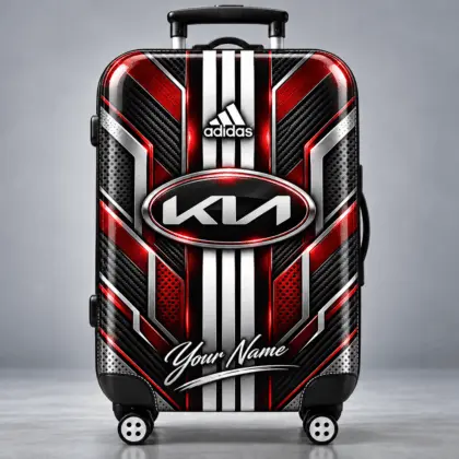Kia | Futuristic Carbon Fiber Racing Stripe Personalized Protective Luggage Cover