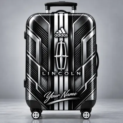Lincoln | Futuristic Carbon Fiber Racing Stripe Personalized Protective Luggage Cover
