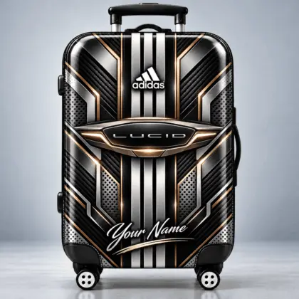 Lucid | Futuristic Carbon Fiber Racing Stripe Personalized Protective Luggage Cover
