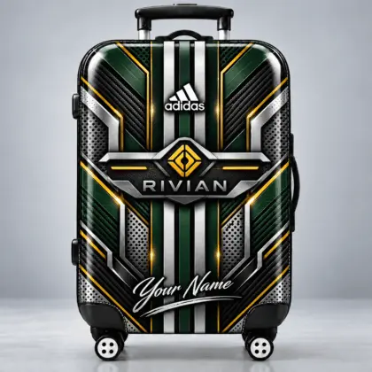 Rivian | Futuristic Carbon Fiber Racing Stripe Personalized Protective Luggage Cover