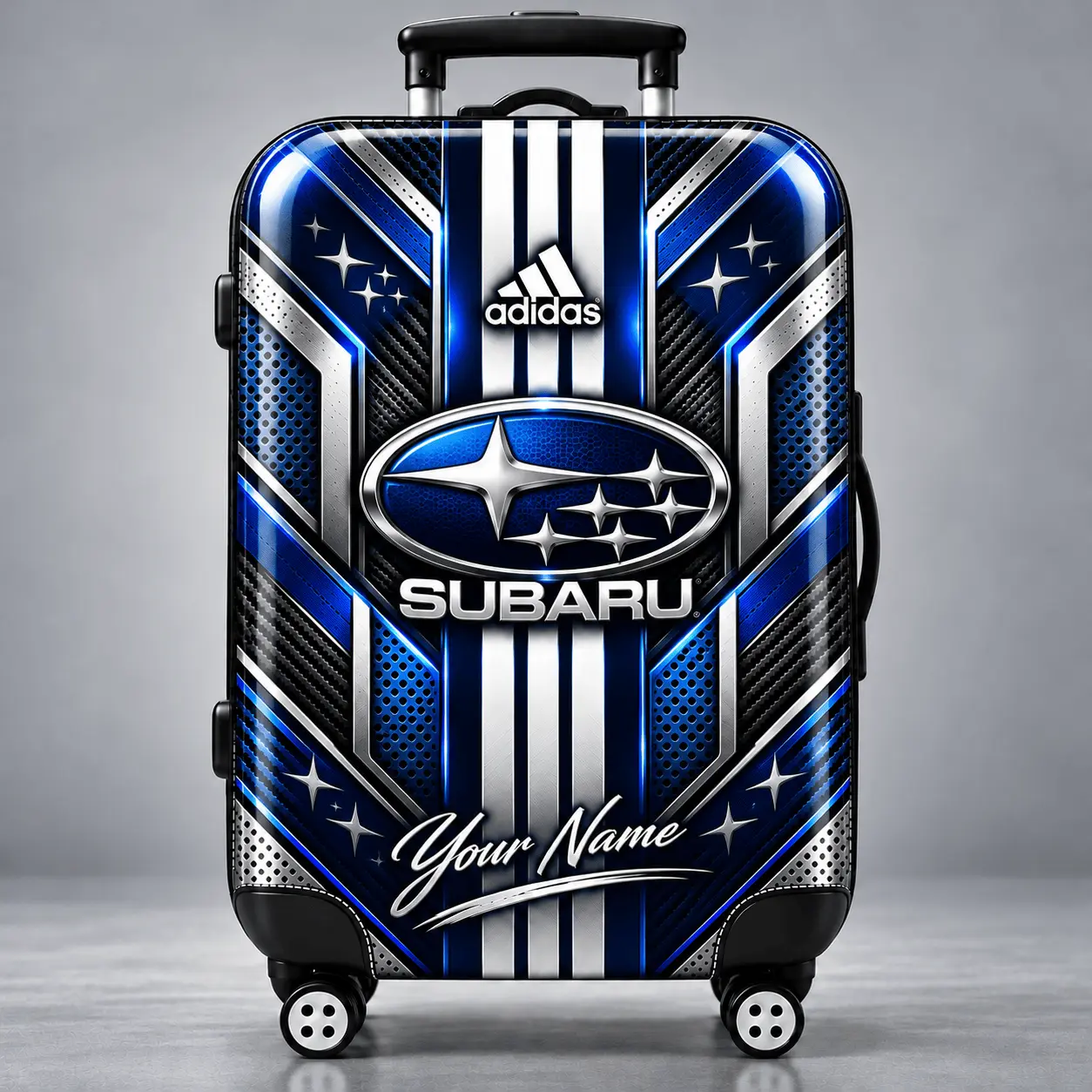 Subaru | Futuristic Carbon Fiber Racing Stripe Personalized Protective Luggage Cover