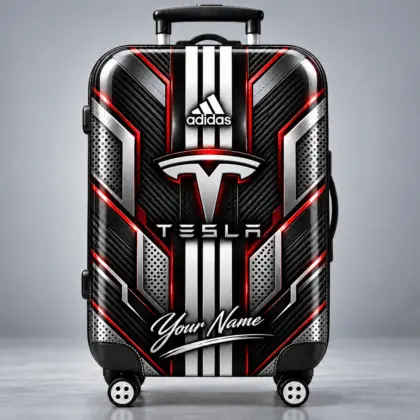 Tesla | Futuristic Carbon Fiber Racing Stripe Personalized Protective Luggage Cover