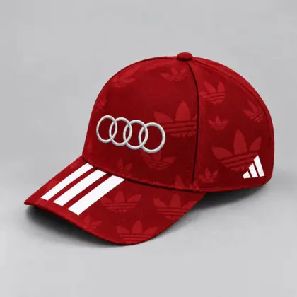 Audi | All Over Monogram Print Three Stripe Adjustable Baseball Cap
