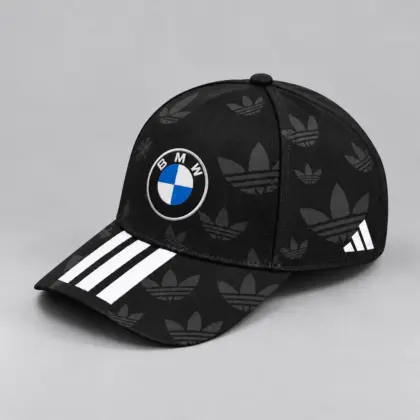 Bmw | All Over Monogram Print Three Stripe Adjustable Baseball Cap