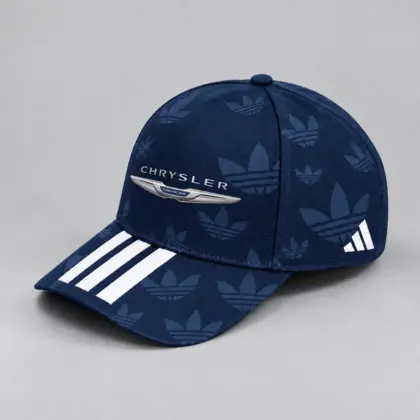 Chrysler | All Over Monogram Print Three Stripe Adjustable Baseball Cap
