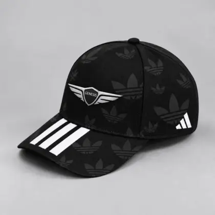 Genesis | All Over Monogram Print Three Stripe Adjustable Baseball Cap