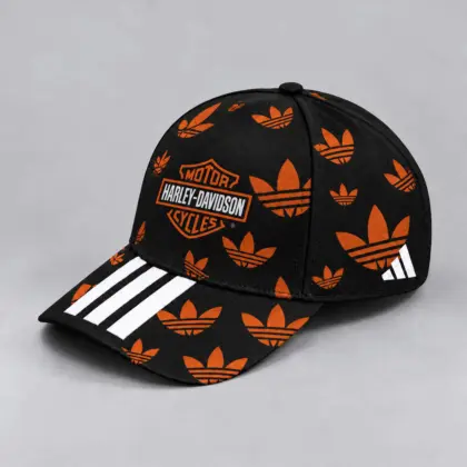 Harley-davidson | All Over Monogram Print Three Stripe Adjustable Baseball Cap
