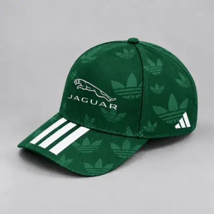 Jaguar | All Over Monogram Print Three Stripe Adjustable Baseball Cap