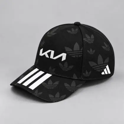 Kia | All Over Monogram Print Three Stripe Adjustable Baseball Cap