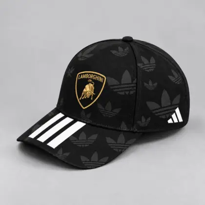 Lamborghini | All Over Monogram Print Three Stripe Adjustable Baseball Cap
