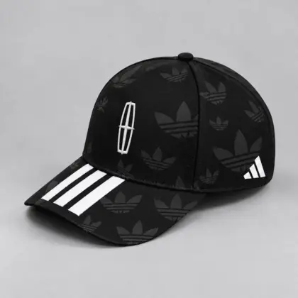 Lincoln | All Over Monogram Print Three Stripe Adjustable Baseball Cap