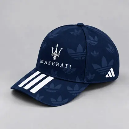 Maserati | All Over Monogram Print Three Stripe Adjustable Baseball Cap