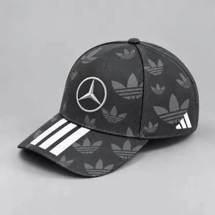 Mercedes-benz | All Over Monogram Print Three Stripe Adjustable Baseball Cap
