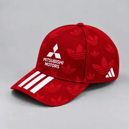 Mitsubishi | All Over Monogram Print Three Stripe Adjustable Baseball Cap