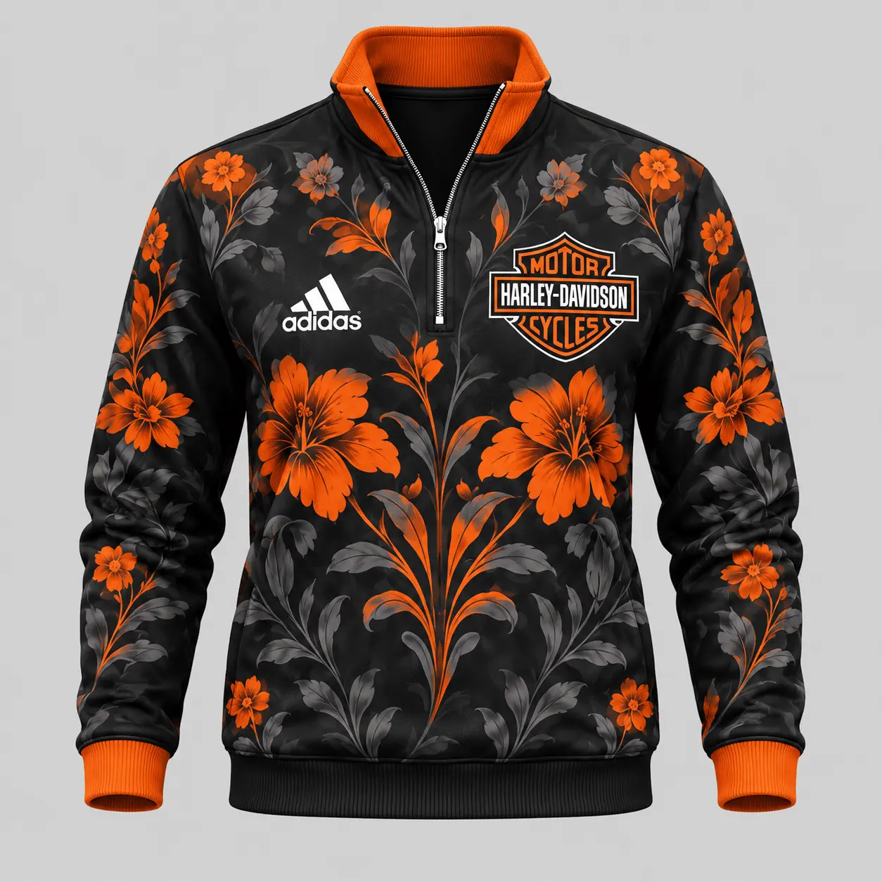 Harley-Davidson | Floral Side-Stripe Quarter-Zip + Pants - Quarter-Zip Pullover