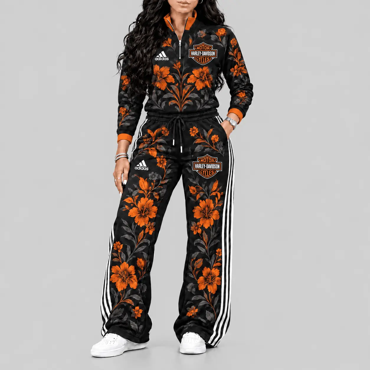 Harley-Davidson | Floral Side-Stripe Quarter-Zip + Pants