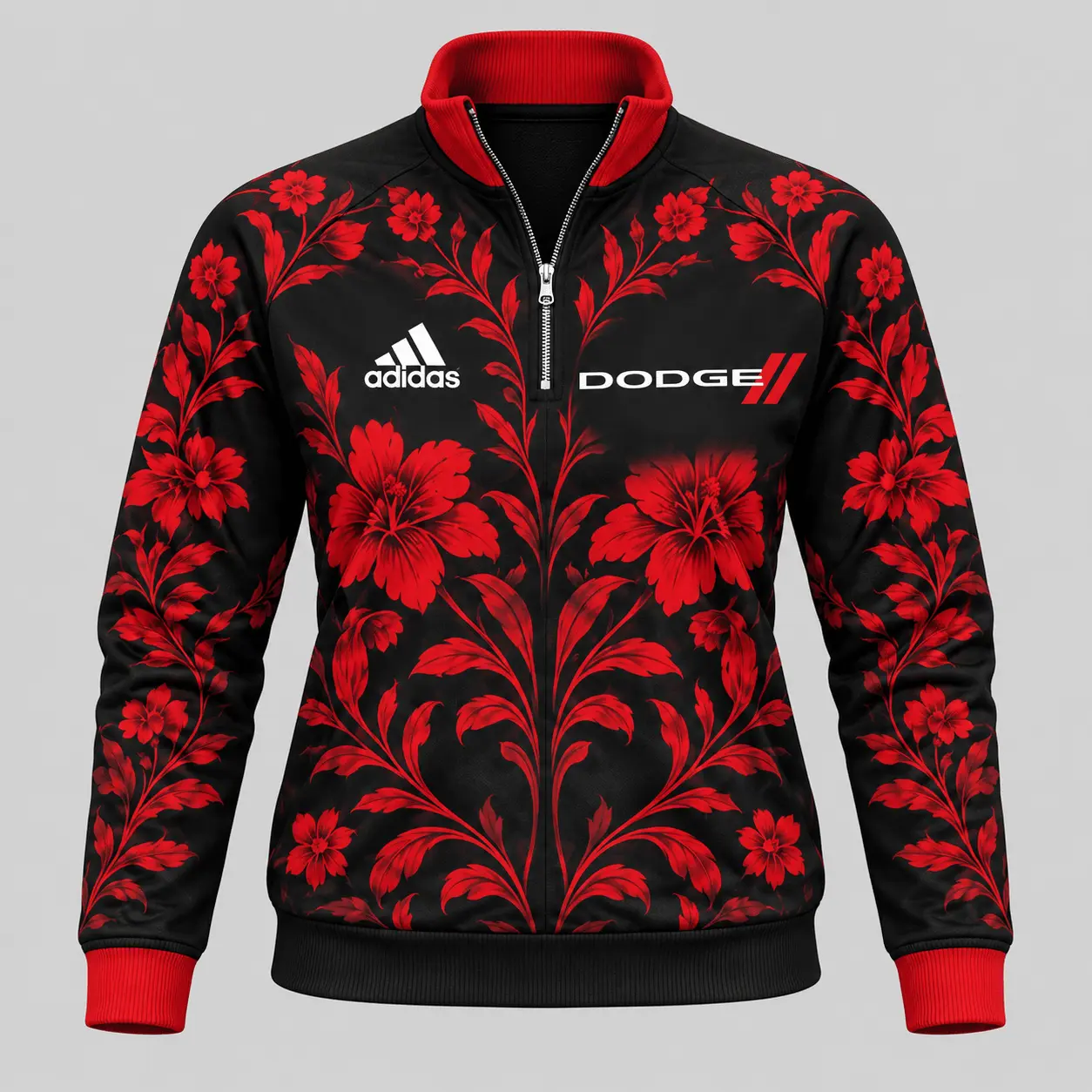 Dodge | Floral Side-Stripe Quarter-Zip + Pants - Quarter-Zip Pullover
