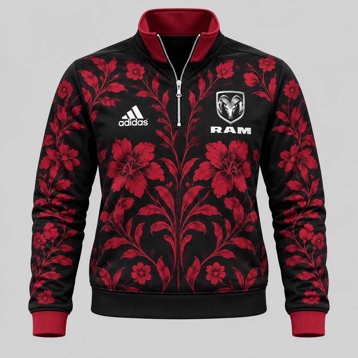 Ram | Floral Side-Stripe Quarter-Zip + Pants - Quarter-Zip Pullover