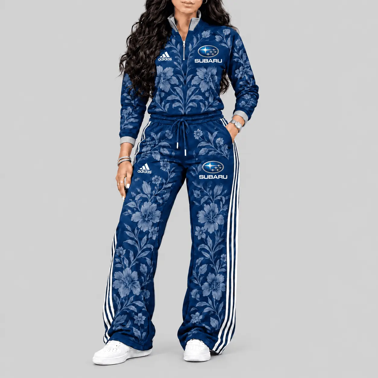 Subaru | Floral Side-Stripe Quarter-Zip + Pants