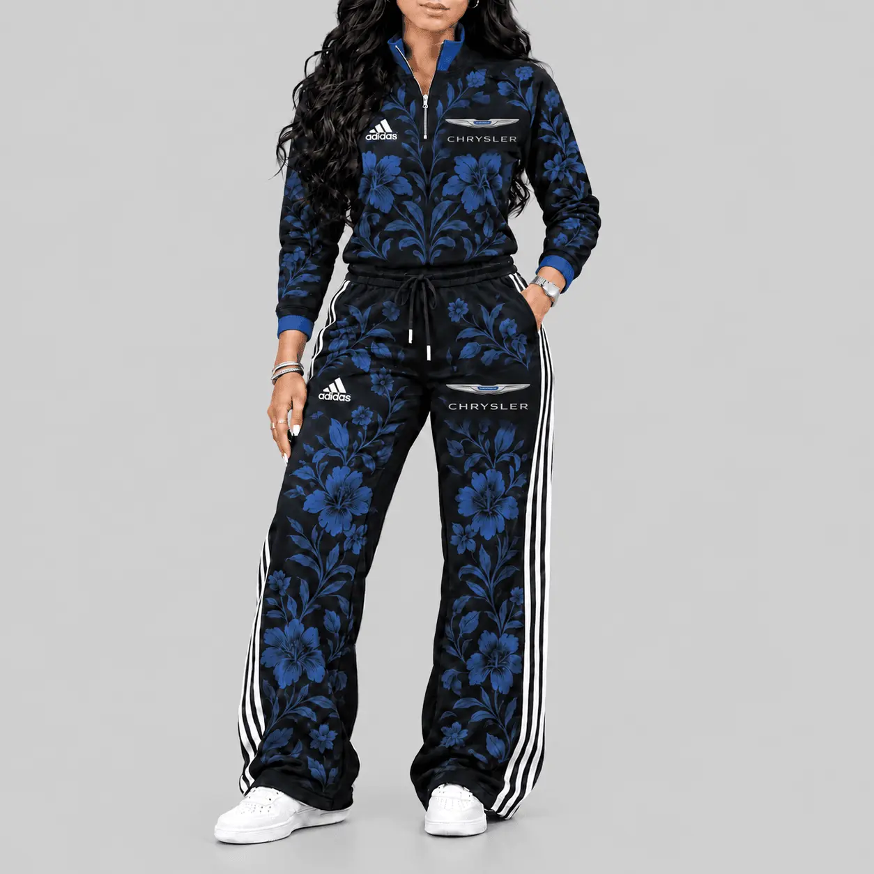Chrysler | Floral Side-Stripe Quarter-Zip + Pants