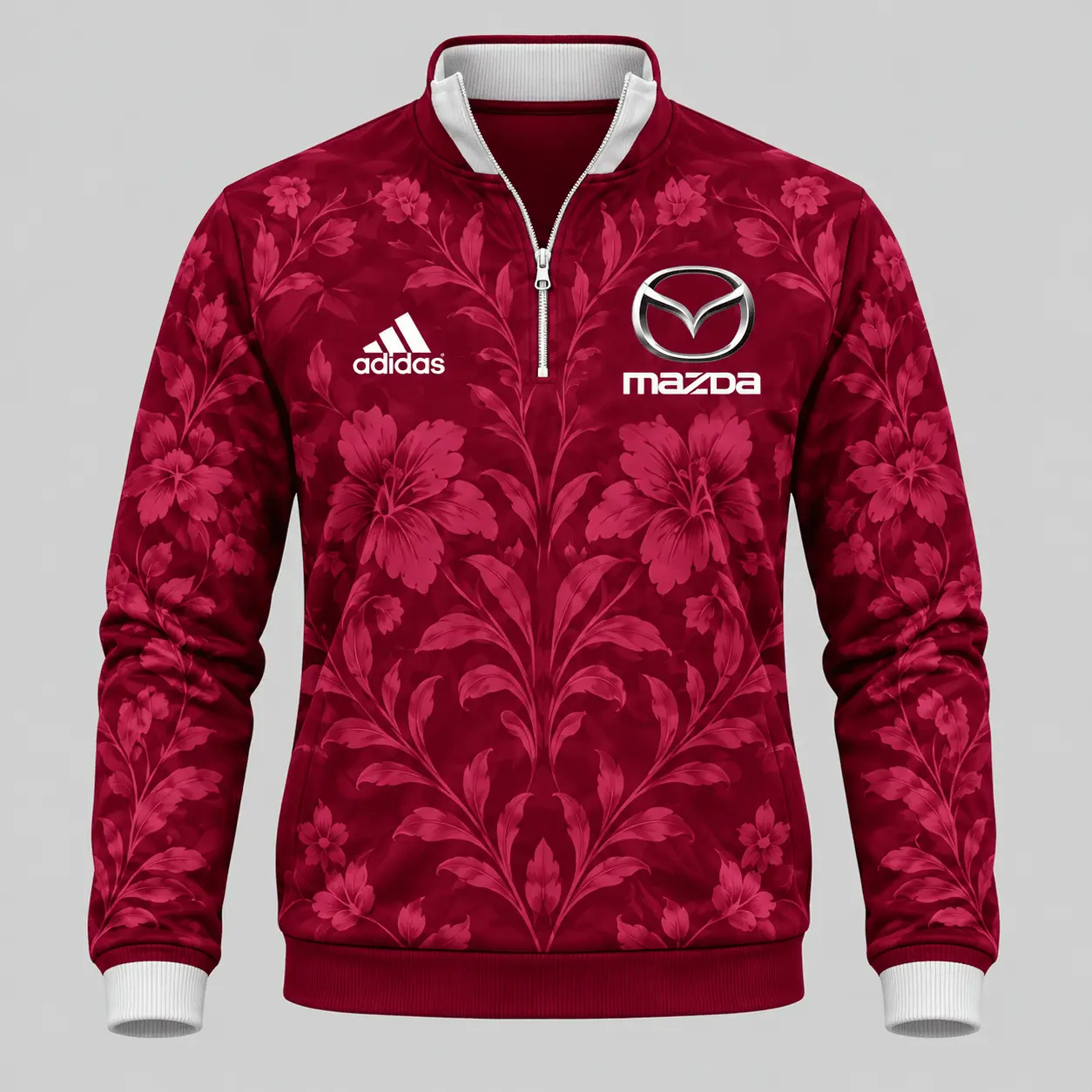 Mazda | Floral Side-Stripe Quarter-Zip + Pants - Quarter-Zip Pullover