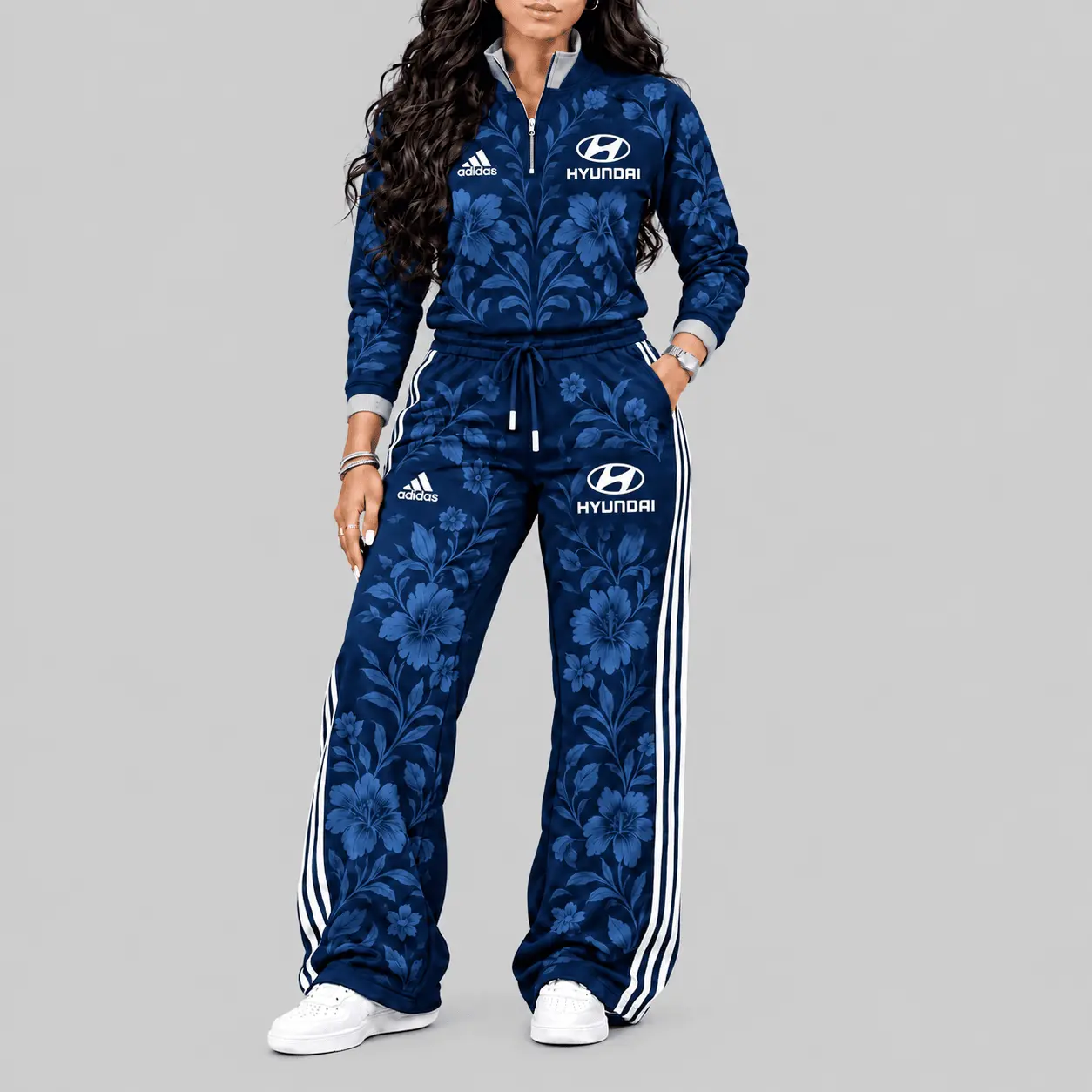 Hyundai | Floral Side-Stripe Quarter-Zip + Pants