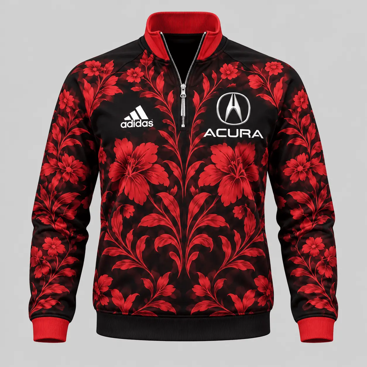 Acura | Floral Side-Stripe Quarter-Zip + Pants - Quarter-Zip Pullover