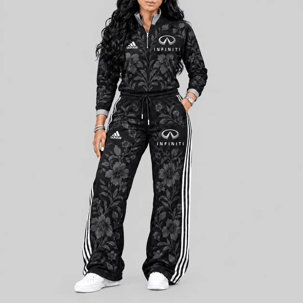 Infiniti | Floral Side-Stripe Quarter-Zip + Pants