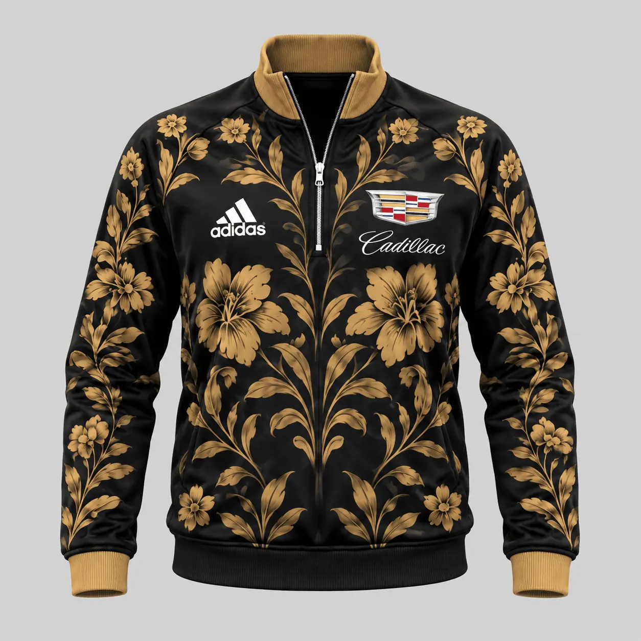 Cadillac | Floral Side-Stripe Quarter-Zip + Pants - Quarter-Zip Pullover