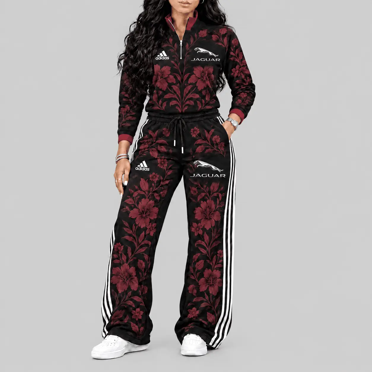Jaguar | Floral Side-Stripe Quarter-Zip + Pants