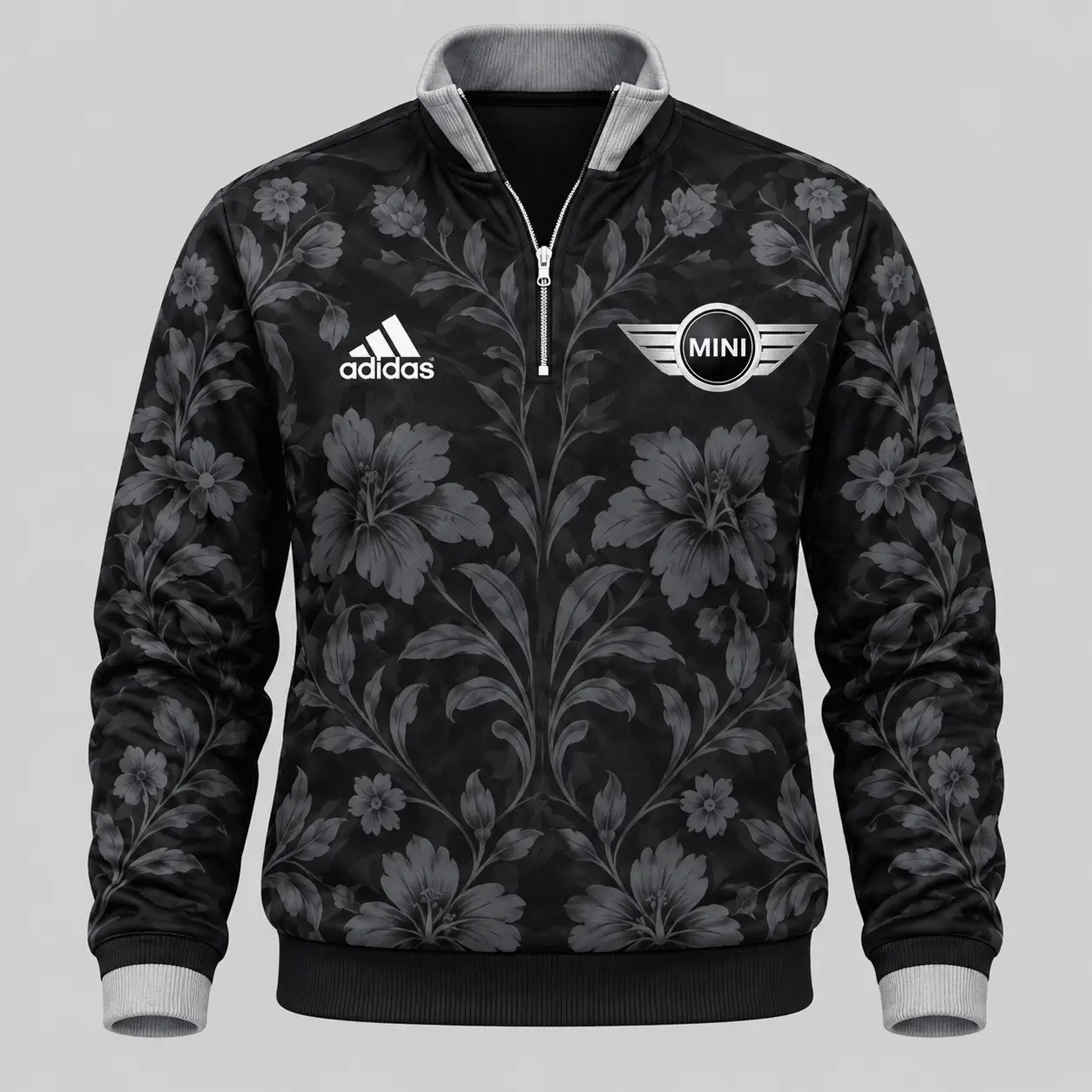 Mini | Floral Side-Stripe Quarter-Zip + Pants - Quarter-Zip Pullover