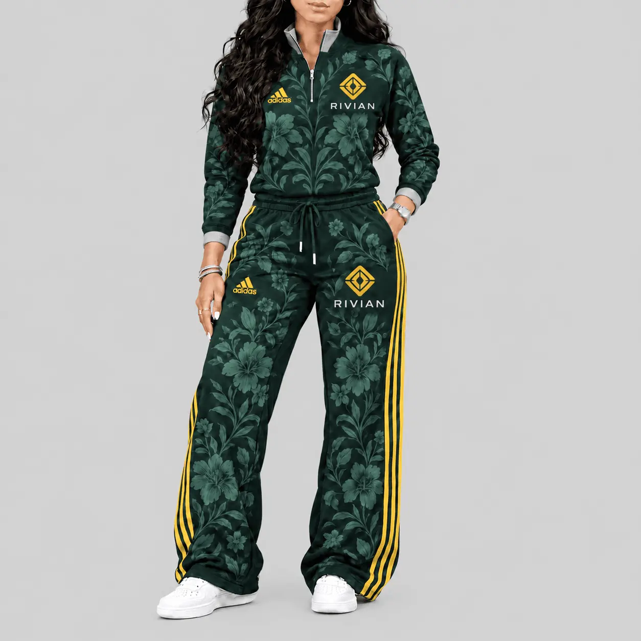 Rivian | Floral Side-Stripe Quarter-Zip + Pants