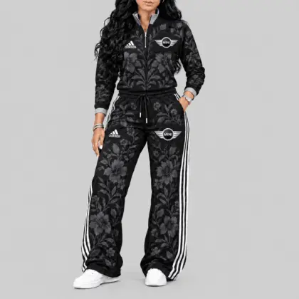 Mini | Floral Side-Stripe Quarter-Zip + Pants