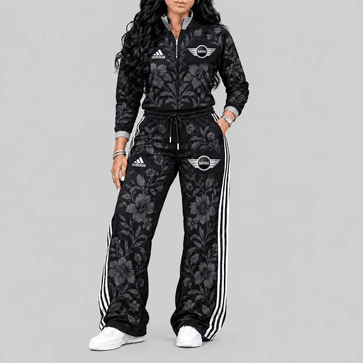 Mini | Floral Side-Stripe Quarter-Zip + Pants