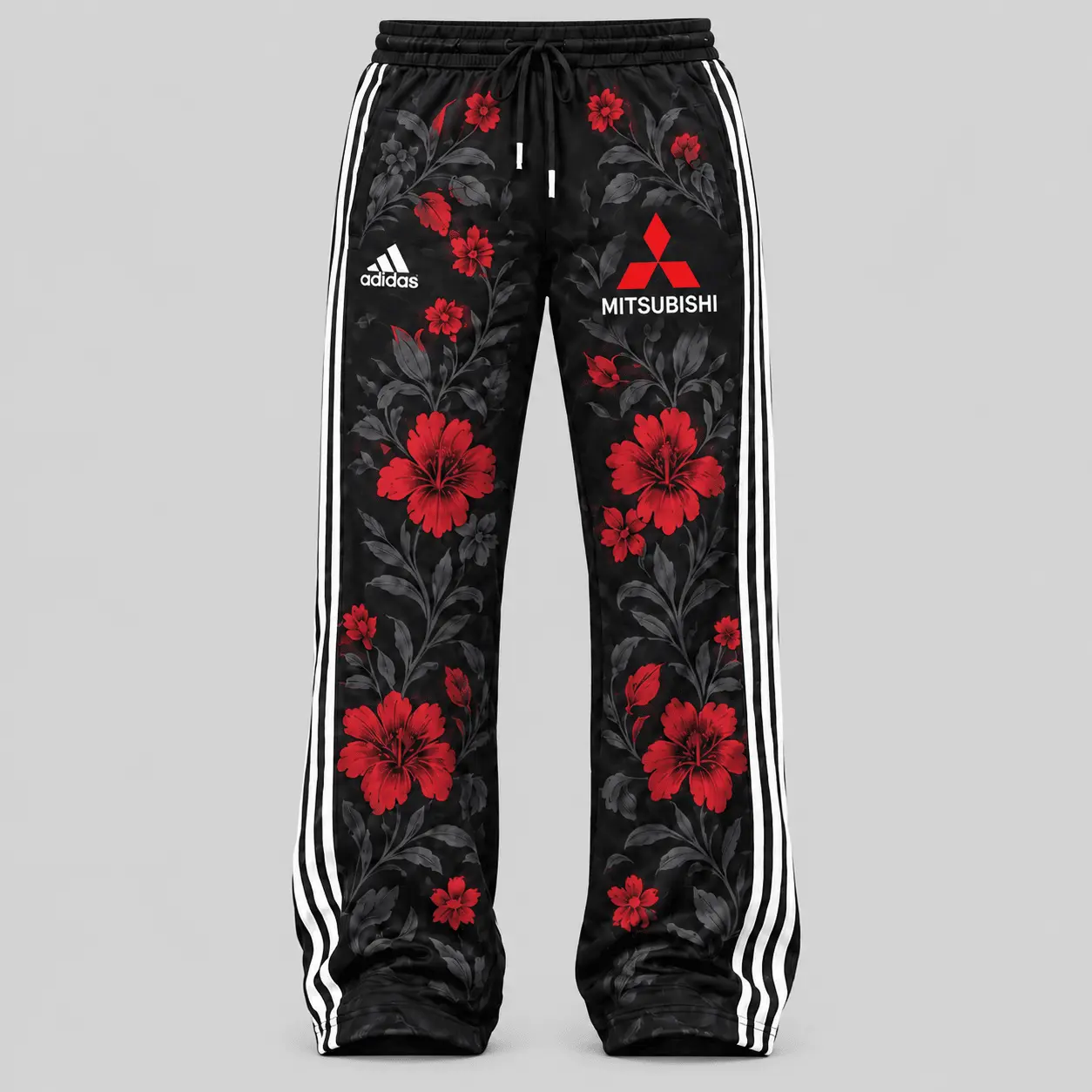 Mitsubishi | Floral Side-Stripe Quarter-Zip + Pants - Pants