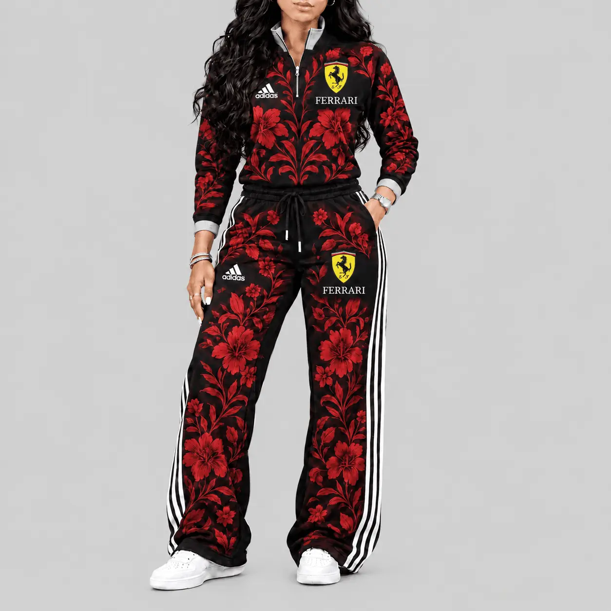 Ferrari | Floral Side-Stripe Quarter-Zip + Pants