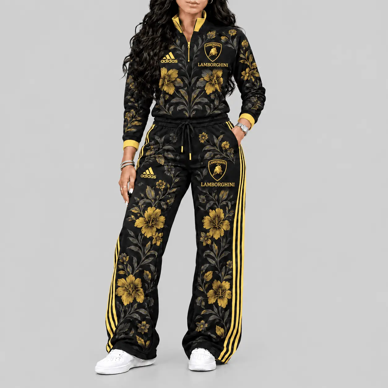 Lamborghini | Floral Side-Stripe Quarter-Zip + Pants