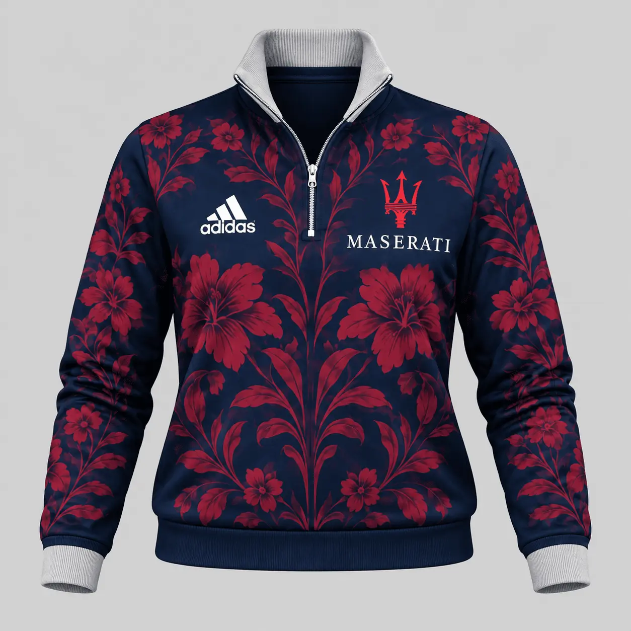 Maserati | Floral Side-Stripe Quarter-Zip + Pants - Quarter-Zip Pullover