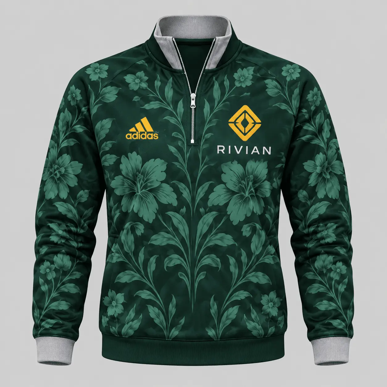 Rivian | Floral Side-Stripe Quarter-Zip + Pants - Quarter-Zip Pullover