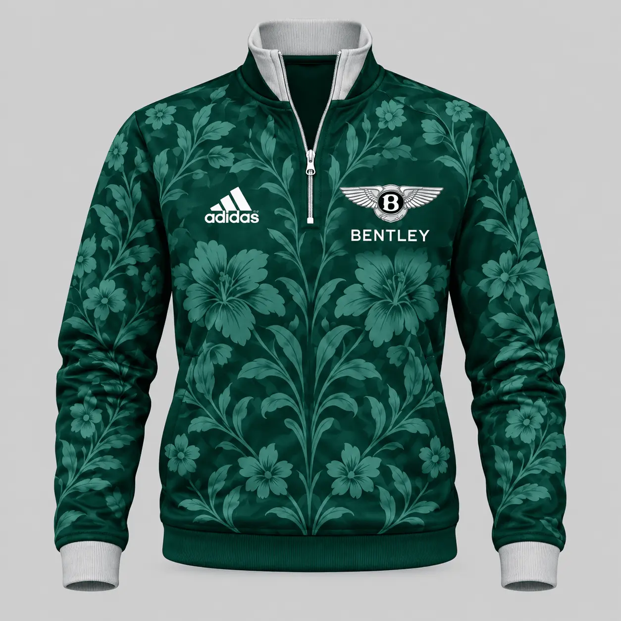 Bentley | Floral Side-Stripe Quarter-Zip + Pants - Quarter-Zip Pullover