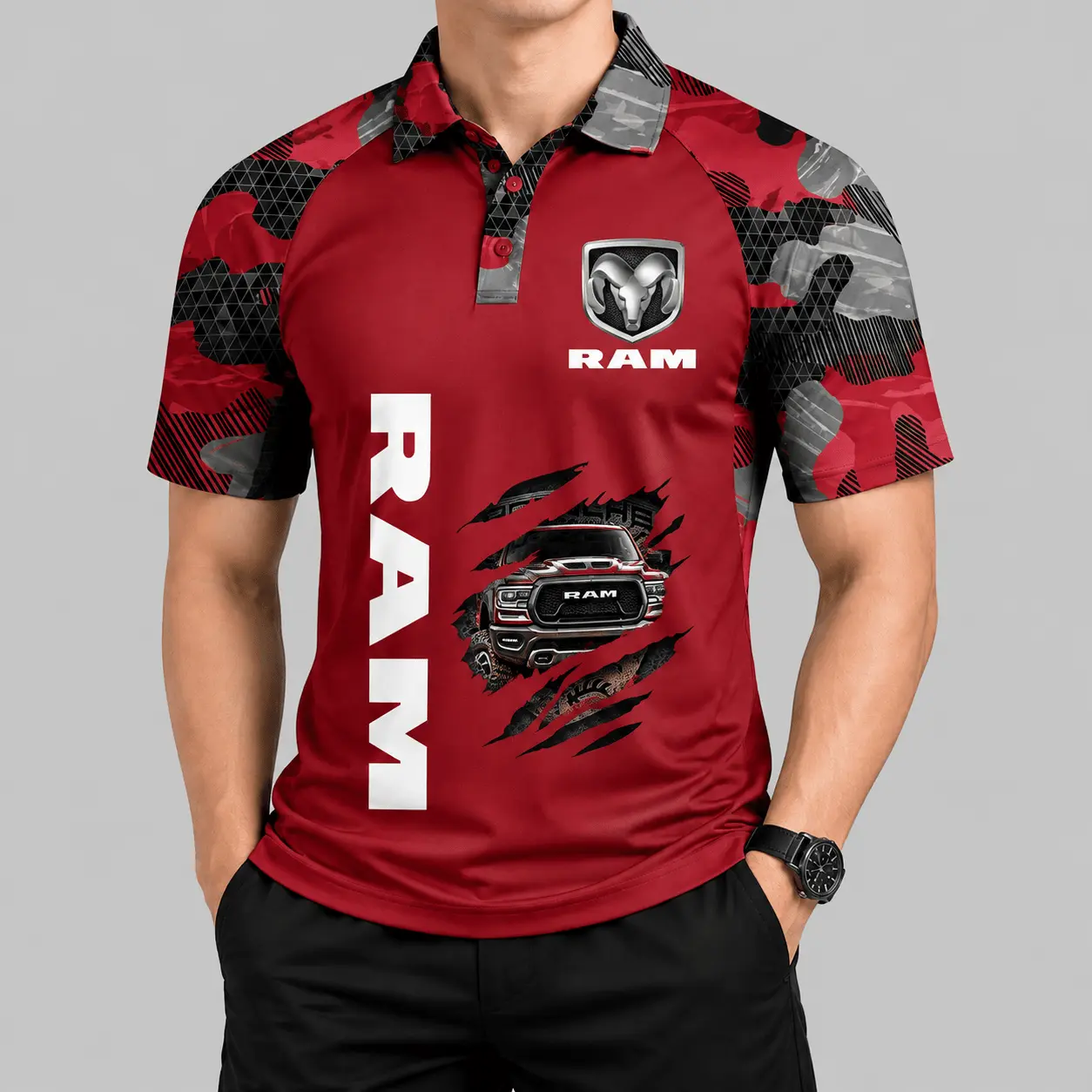Ram | Camouflage Raglan Claw Graphic Polo