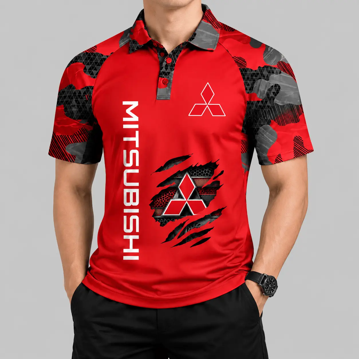 Mitsubishi | Camouflage Raglan Claw Graphic Polo