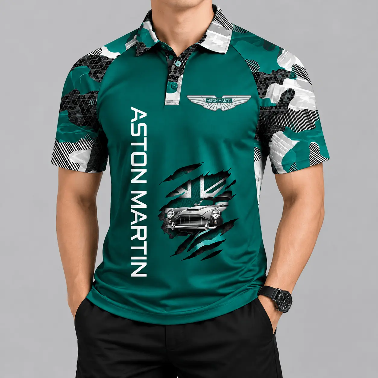 Aston Martin | Camouflage Raglan Claw Graphic Polo