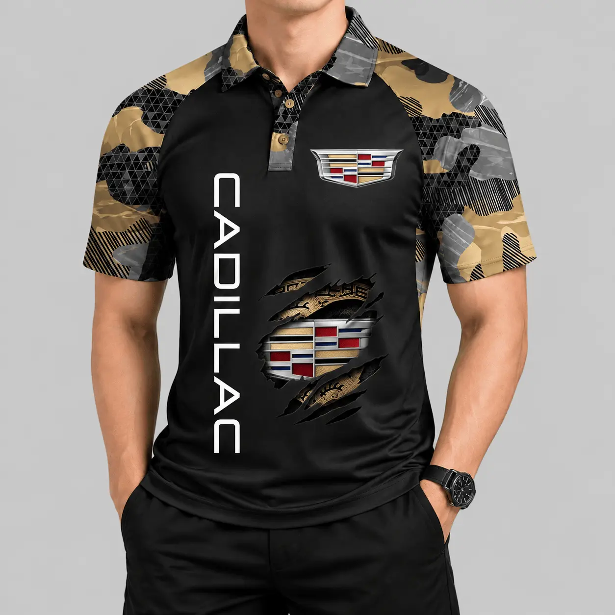 Cadillac | Camouflage Raglan Claw Graphic Polo