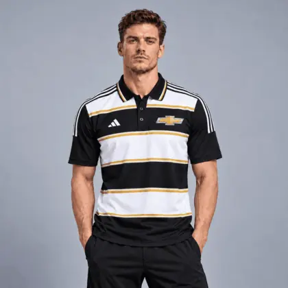 Chevrolet | Heritage Broad Stripe Three Stripe Short Sleeve Athletic Polo Shirt