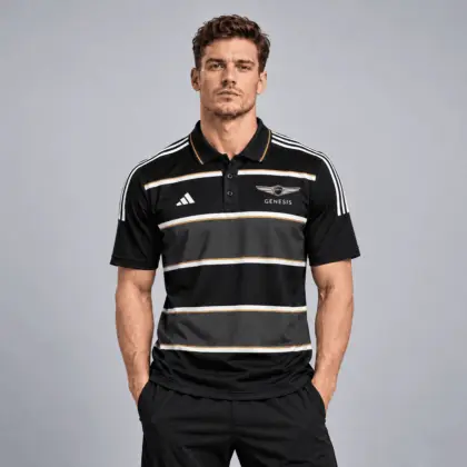 Genesis | Heritage Broad Stripe Three Stripe Short Sleeve Athletic Polo Shirt