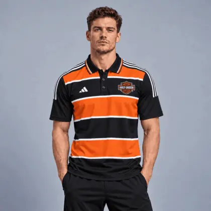 Harley-davidson | Heritage Broad Stripe Three Stripe Short Sleeve Athletic Polo Shirt