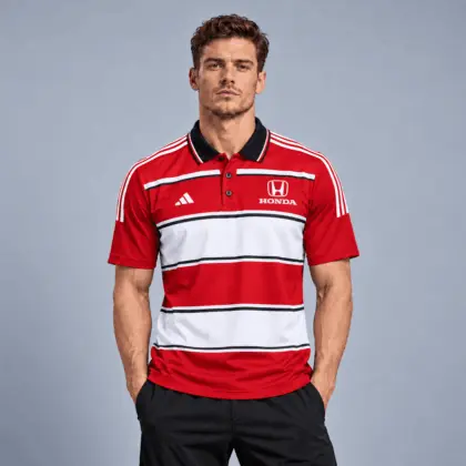 Honda | Heritage Broad Stripe Three Stripe Short Sleeve Athletic Polo Shirt