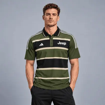 Jeep | Heritage Broad Stripe Three Stripe Short Sleeve Athletic Polo Shirt